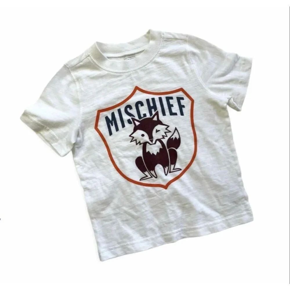 NWT Toddler Boys Old Navy Mischief Fox Graphic Tee Shirt - Sz 3T